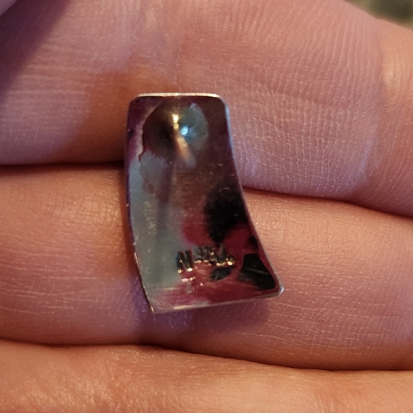 Indian Navajo Handmade Norvin Johnson Sterling Silver 925 Opal Inlay Earrings - Picture 7 of 7